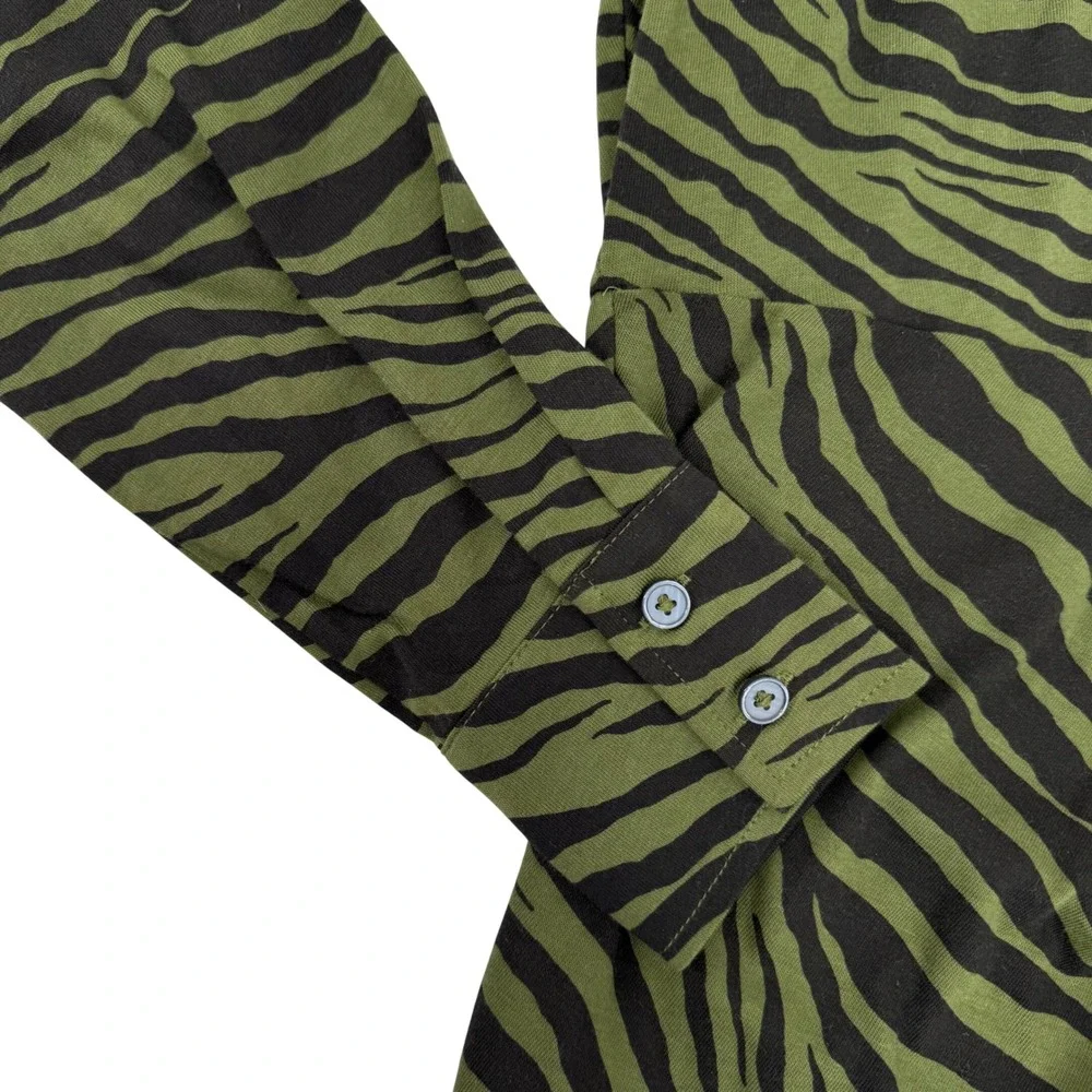 Boden Olive Green Zebra-Print Midi Shirt Dress - Picture 5 of 7